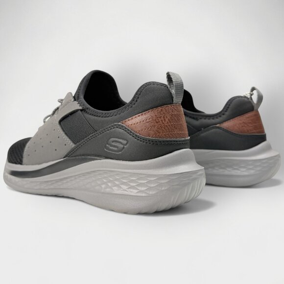 Skechers Men’s Relaxed Fit Slade Raymar Black Gray Sneaker Size 10 Vegan Shoes - Picture 6 of 14